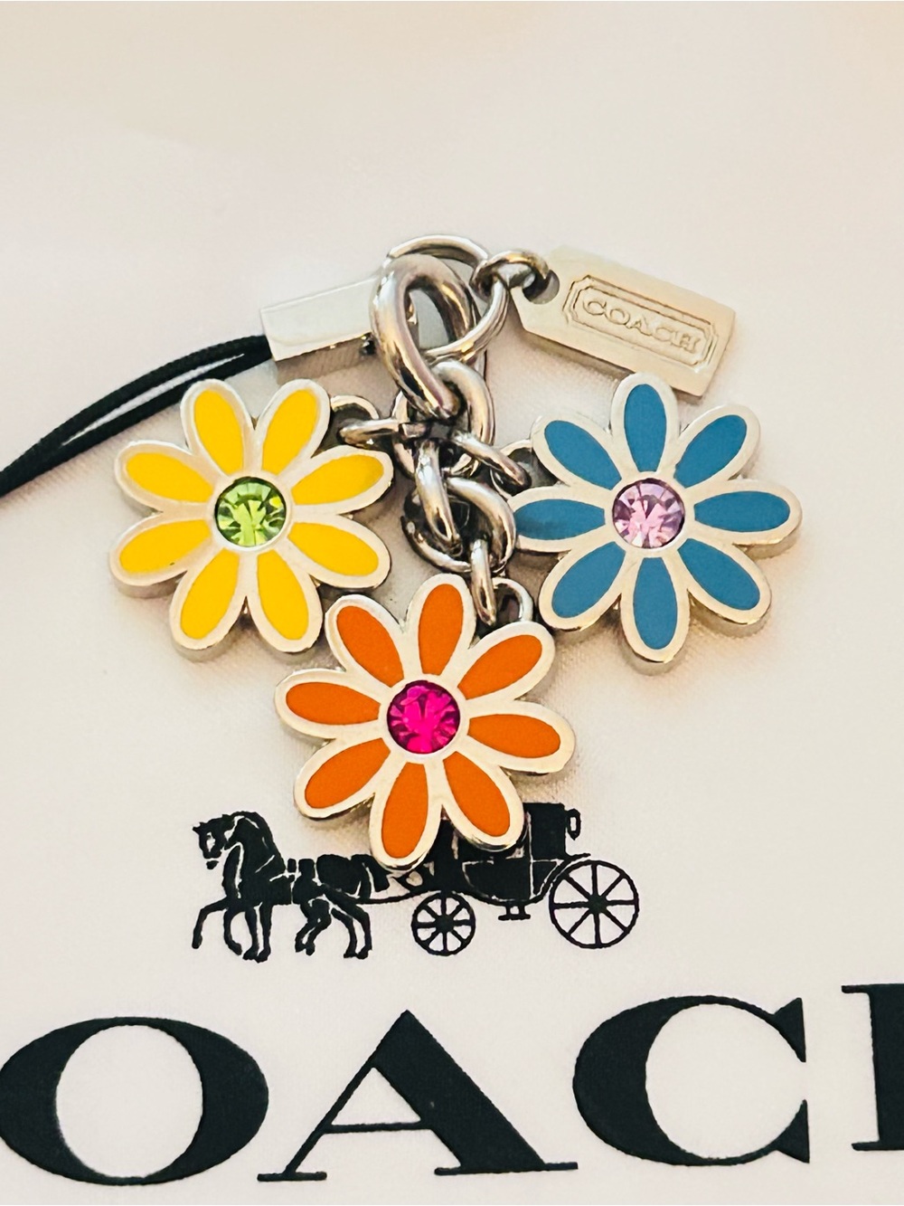 RARE NWOT Coach Y2K Flower Keychain/ Bag Charmkò